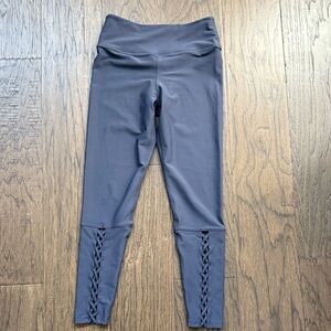 Stylish Gray Leggings with Lattice Detail